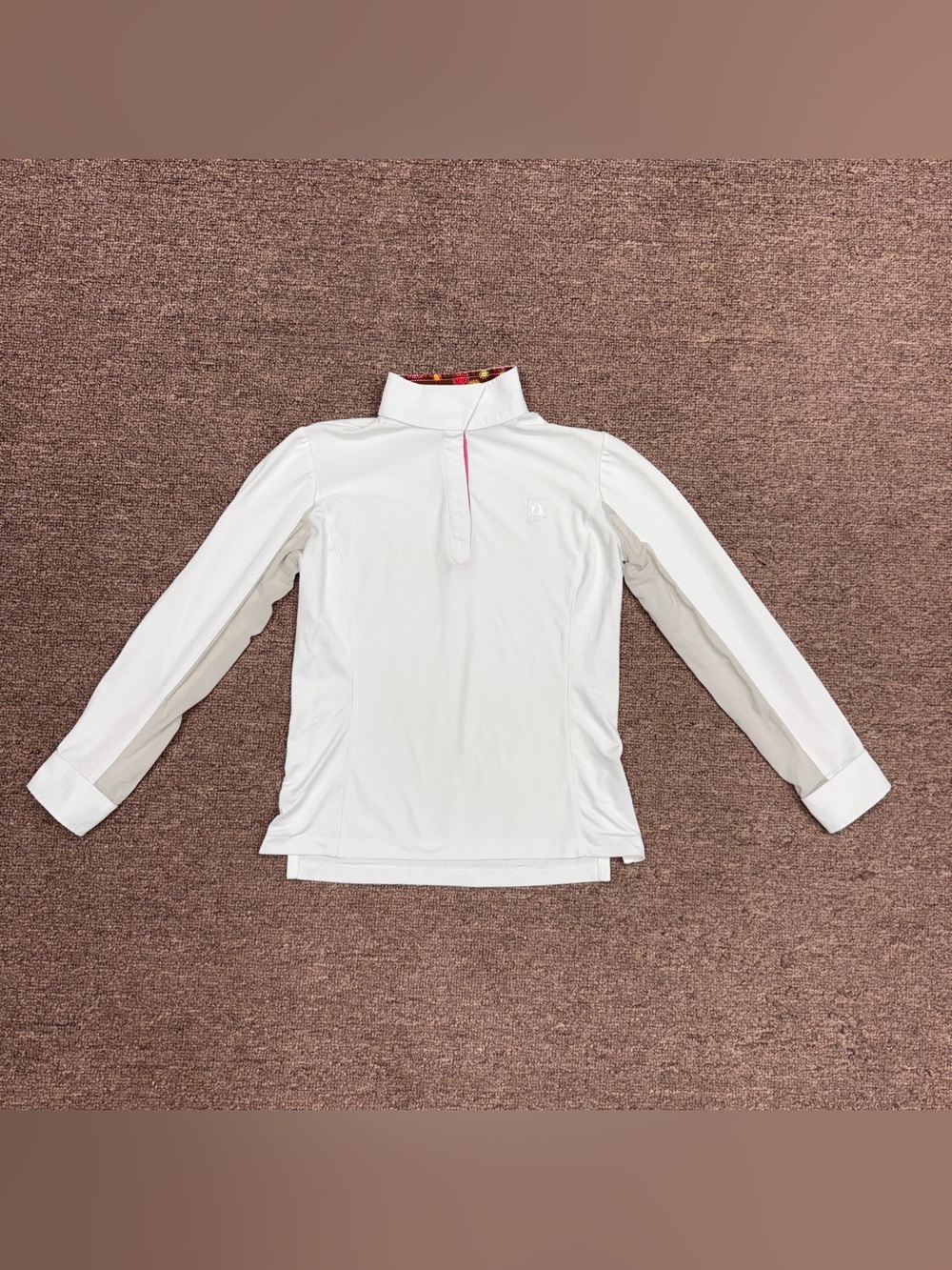 Child’s Medium White Romfh Long Sleeve Horseback Riding Show Shirt